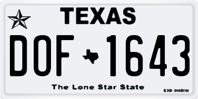 TX license plate DOF1643