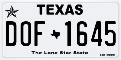 TX license plate DOF1645