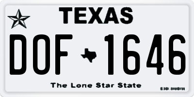 TX license plate DOF1646