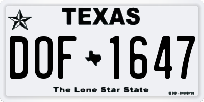 TX license plate DOF1647