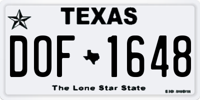 TX license plate DOF1648