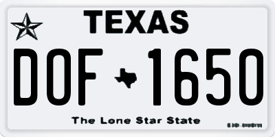 TX license plate DOF1650