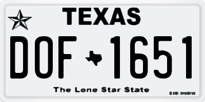 TX license plate DOF1651