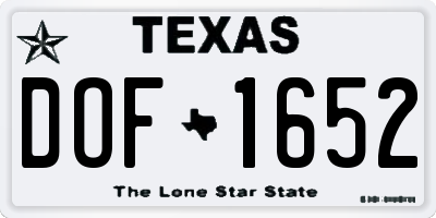 TX license plate DOF1652