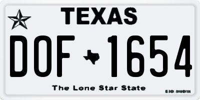 TX license plate DOF1654