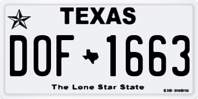 TX license plate DOF1663