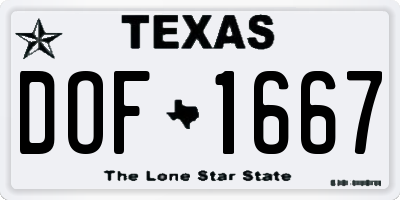 TX license plate DOF1667