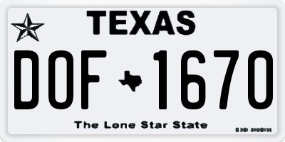TX license plate DOF1670