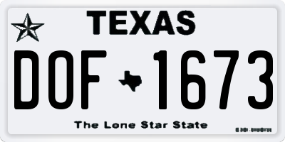 TX license plate DOF1673