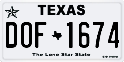 TX license plate DOF1674