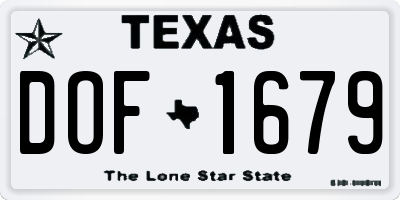 TX license plate DOF1679