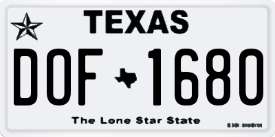 TX license plate DOF1680