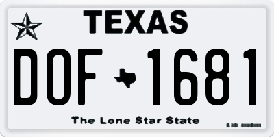 TX license plate DOF1681