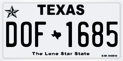 TX license plate DOF1685