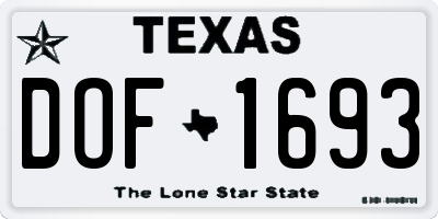 TX license plate DOF1693