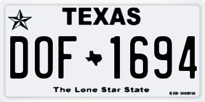 TX license plate DOF1694