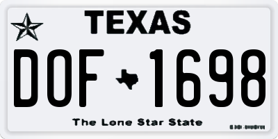 TX license plate DOF1698