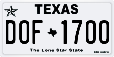 TX license plate DOF1700