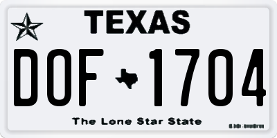 TX license plate DOF1704