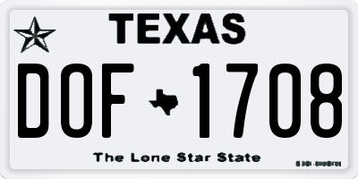 TX license plate DOF1708