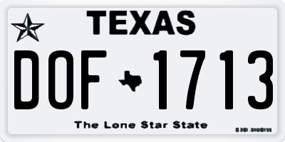TX license plate DOF1713