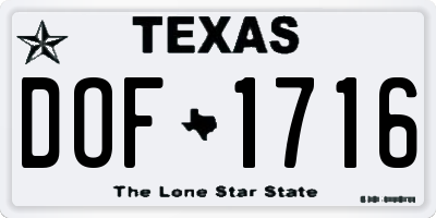 TX license plate DOF1716