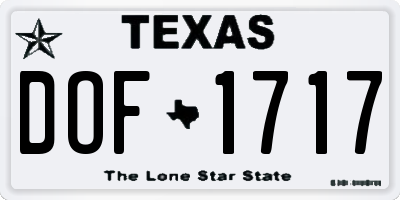 TX license plate DOF1717