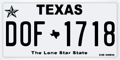 TX license plate DOF1718