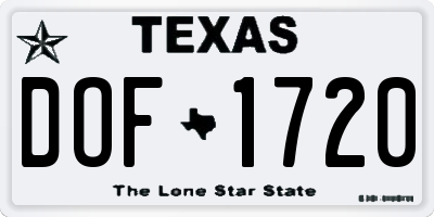 TX license plate DOF1720