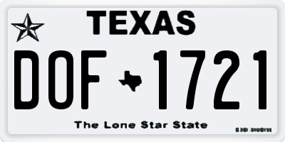TX license plate DOF1721