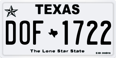 TX license plate DOF1722