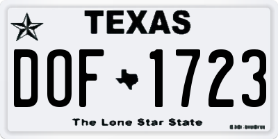 TX license plate DOF1723