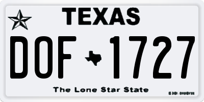 TX license plate DOF1727