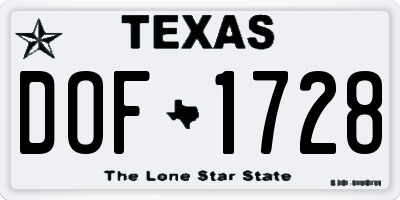 TX license plate DOF1728