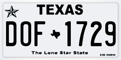 TX license plate DOF1729