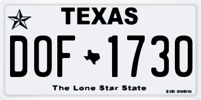TX license plate DOF1730