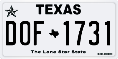 TX license plate DOF1731