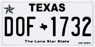 TX license plate DOF1732