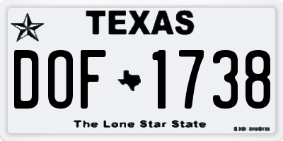 TX license plate DOF1738
