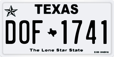 TX license plate DOF1741