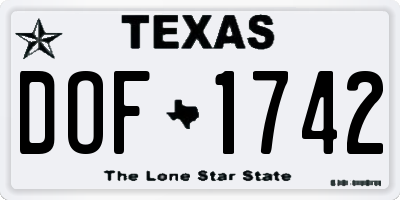 TX license plate DOF1742