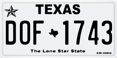 TX license plate DOF1743