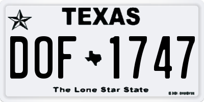 TX license plate DOF1747
