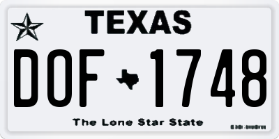 TX license plate DOF1748