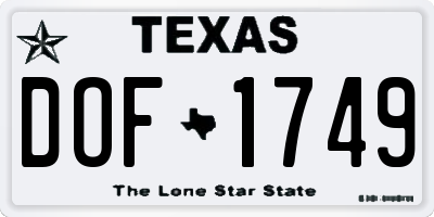 TX license plate DOF1749