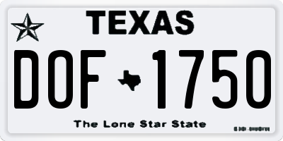 TX license plate DOF1750