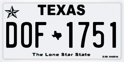 TX license plate DOF1751