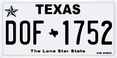 TX license plate DOF1752
