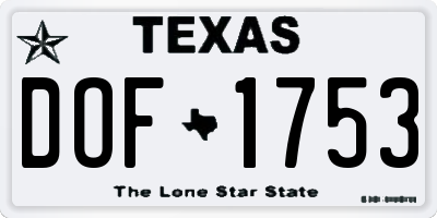 TX license plate DOF1753