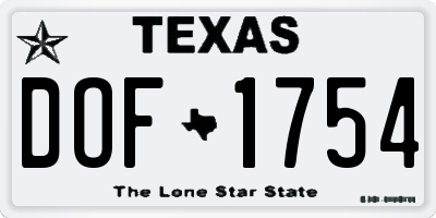 TX license plate DOF1754